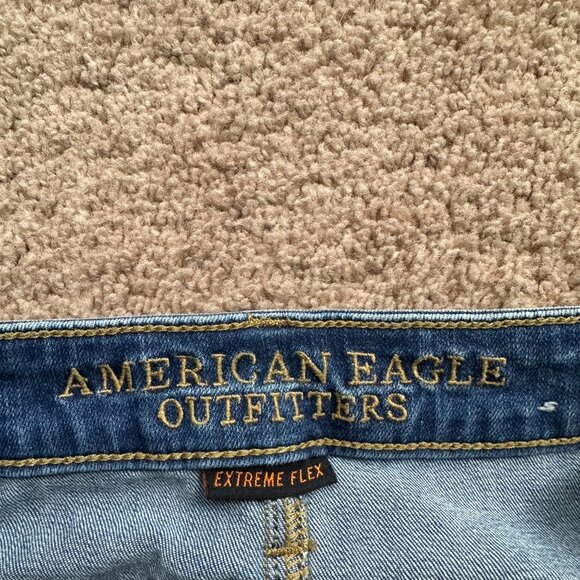American Eagle Jeans Mens 28x29 Slim Straight Blue Light Wash Denim Mid Rise - Picture 5 of 14